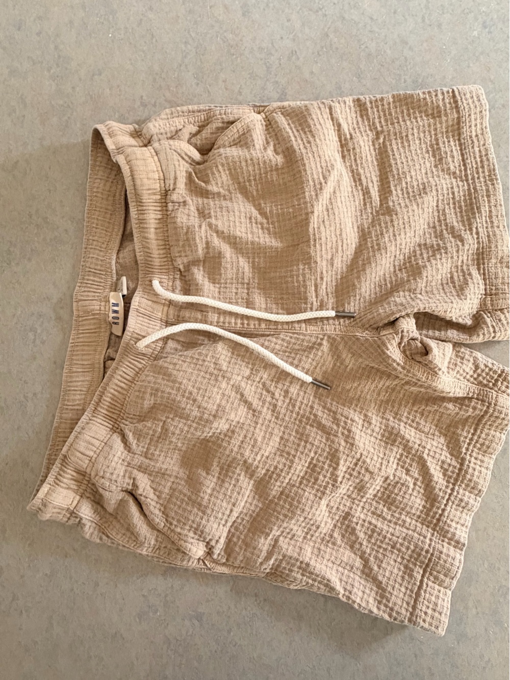 ROWN- Men's Beige Cotton Drawstring Shorts